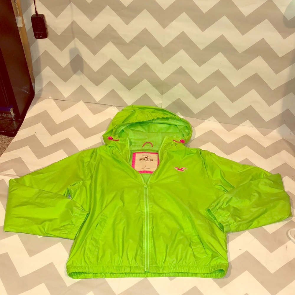 Neon Green an Hot Pink Lg Hollister Windbreaker